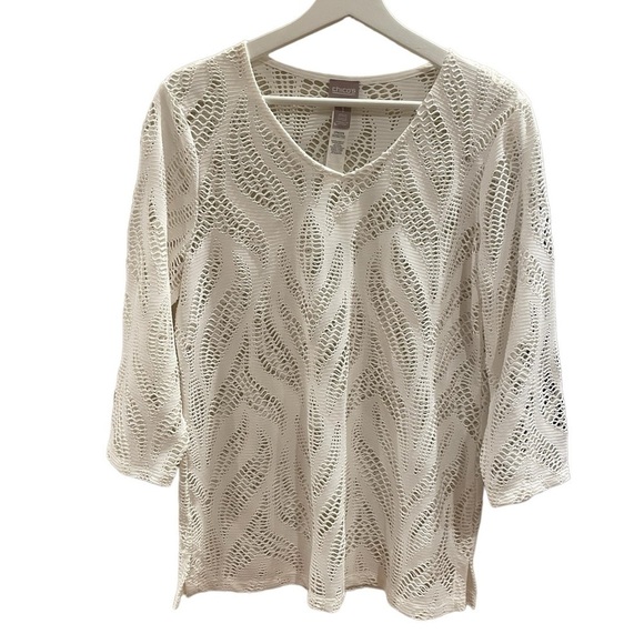 Chico's Tops - Chico’s White Cutout Coverup Shirt